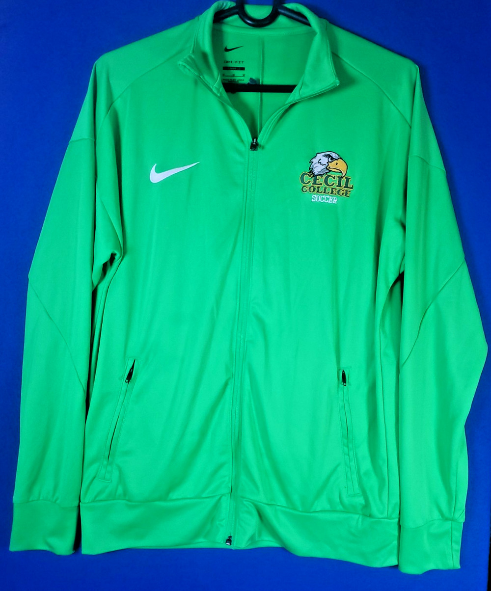 Nike Dri-Fit Men’s Jacket Green Full Zip Cecil College Track Training Size M